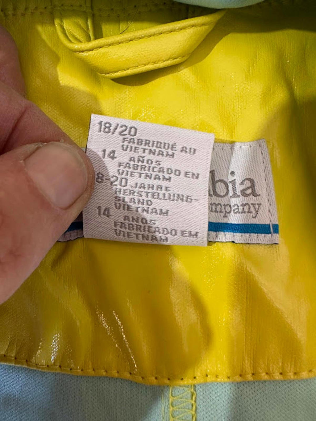 Columbia Yellow Hooded Rain Jacket Youth 18/20
