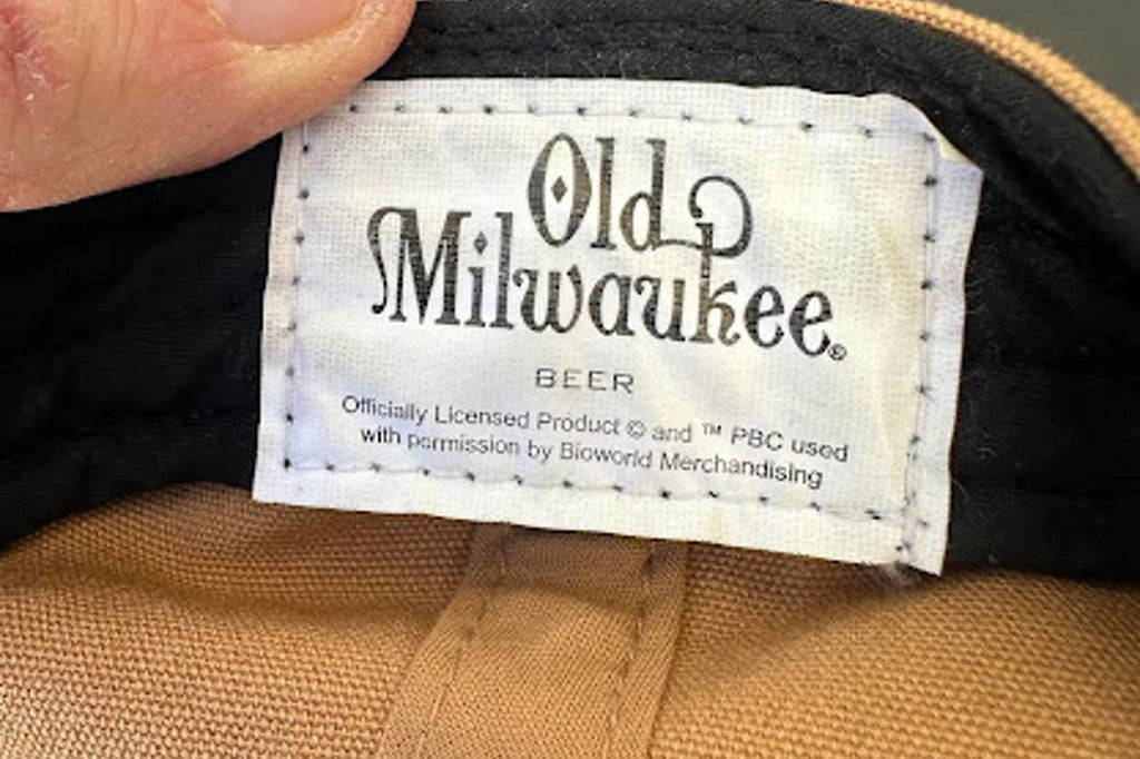 Old Milwaukee Beer Strapback Hat Tan Rope