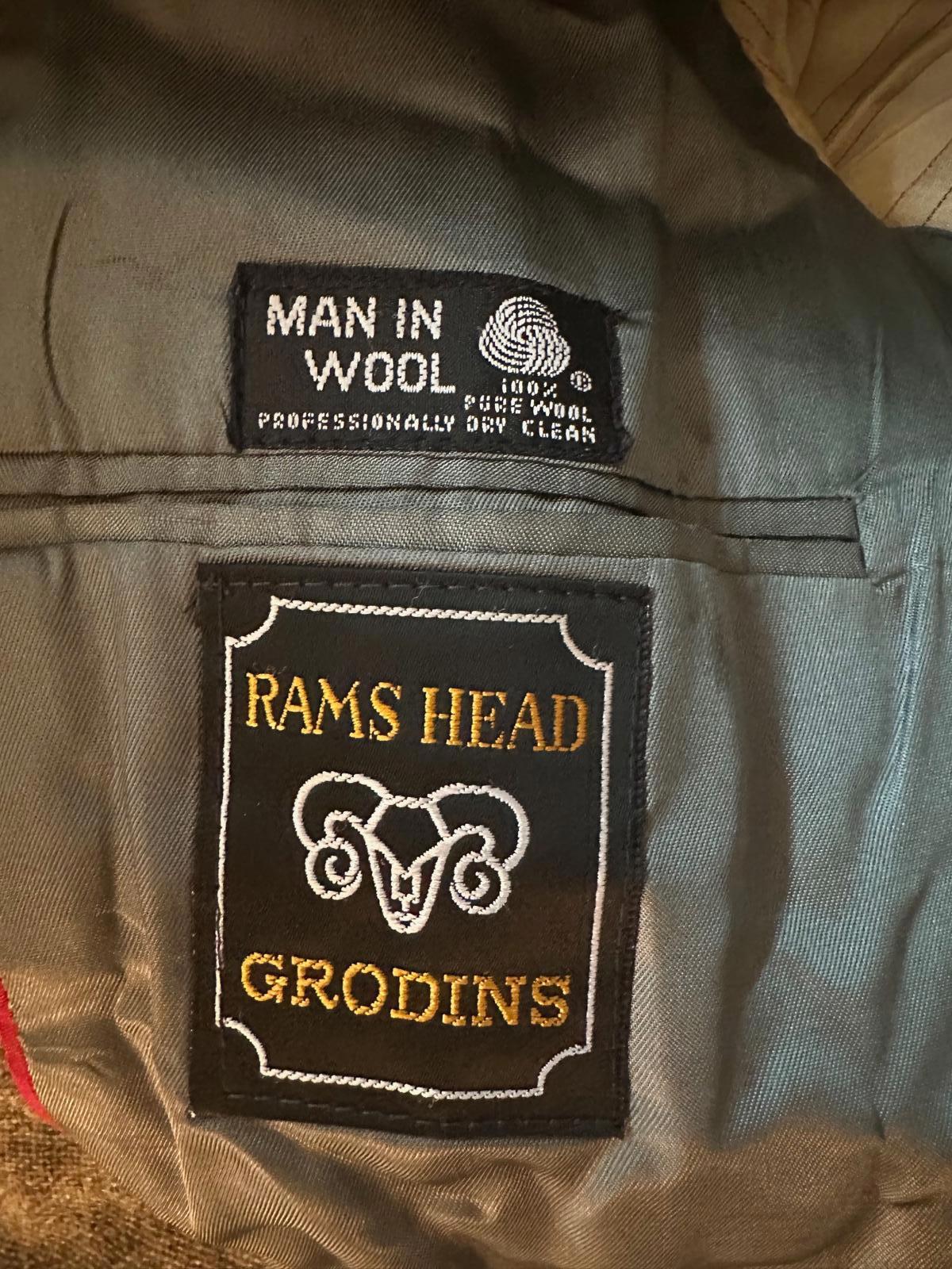 Vintage Rams Head Grodins Gray Wool Blazer 40R