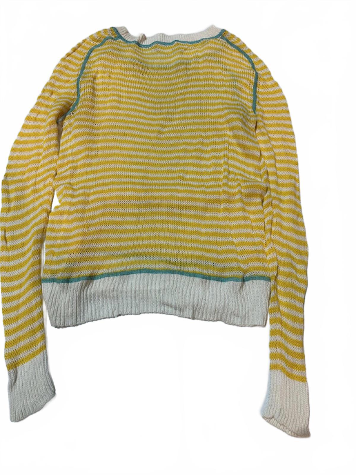 Caslon Yellow White Striped Knit Sweater S