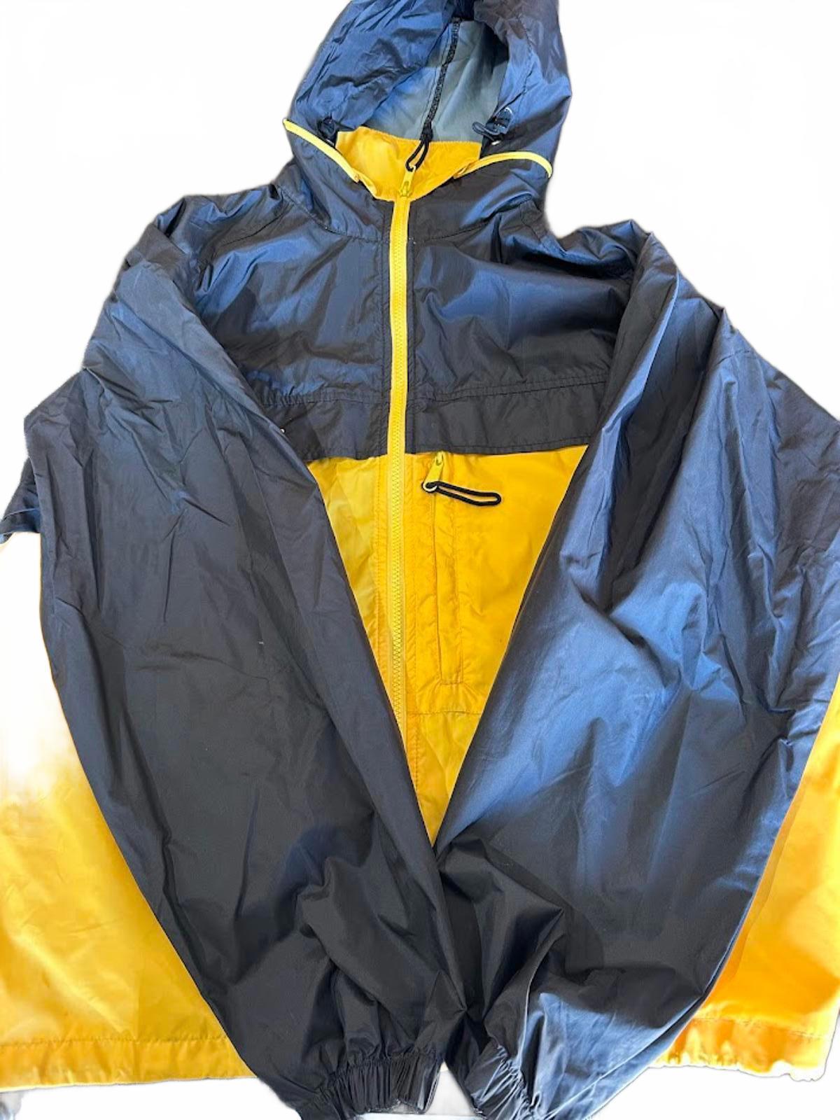 Columbia Black Yellow Hooded Windbreaker Jacket