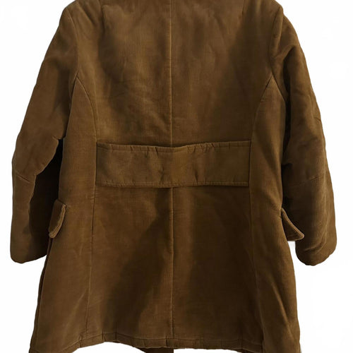 Brown corduroy pea coat with a retro vibe