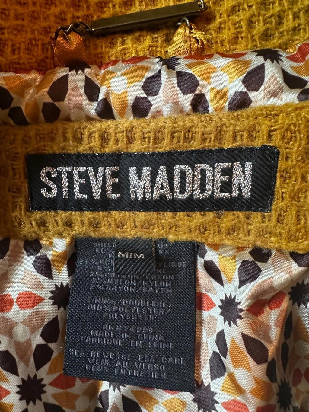 Steve Madden Mustard Hooded Textured Cape/Jacket