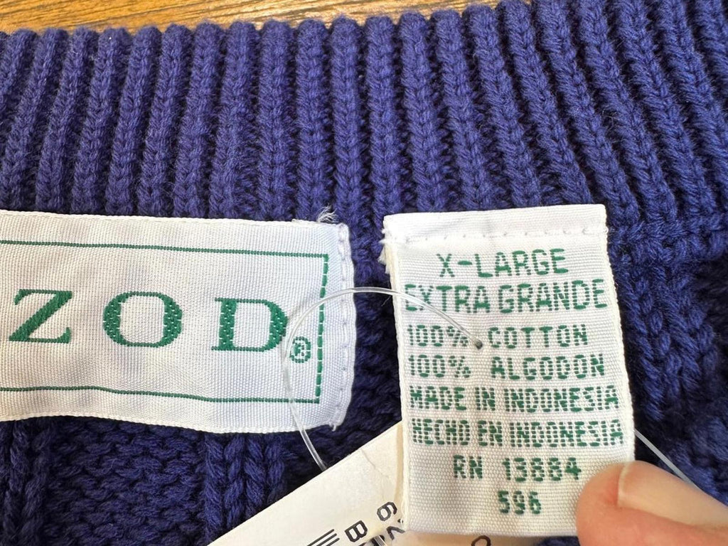 IZOD Men’s XL Royal Blue Cable Knit Cotton Sweater NWT