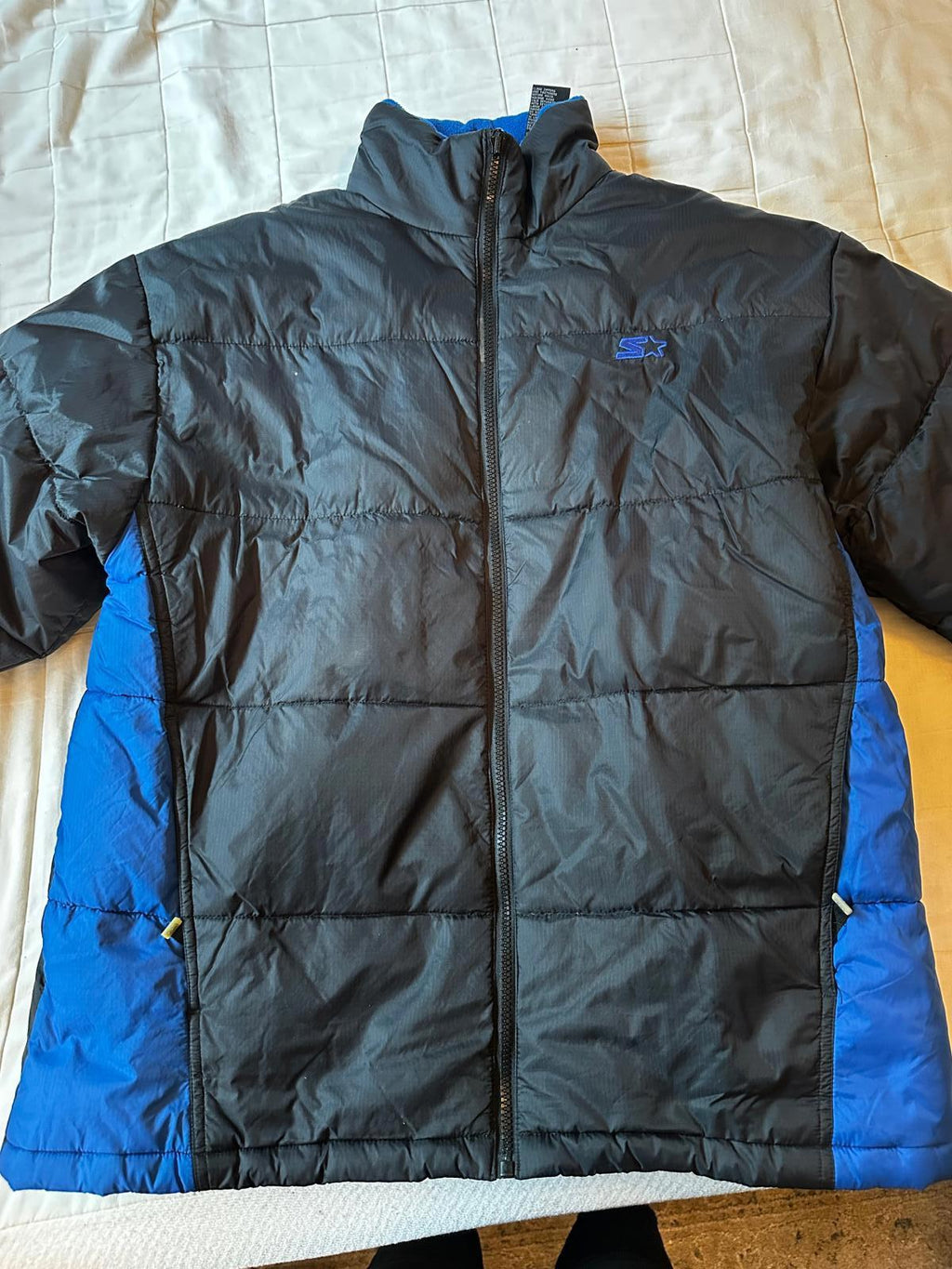 Vintage Starter Black Blue Puffer Jacket Men’s M