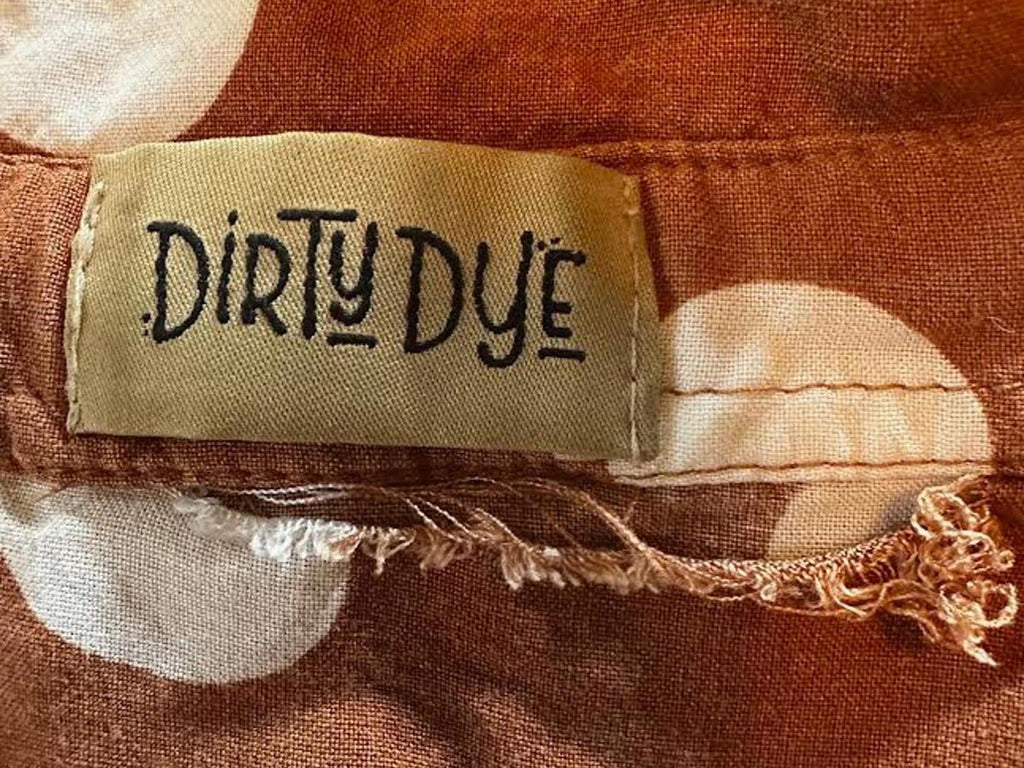 Dirty Dye Brown Polka Dot Button Shirt Short Sleeve
