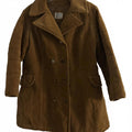 Brown corduroy pea coat with a retro vibe