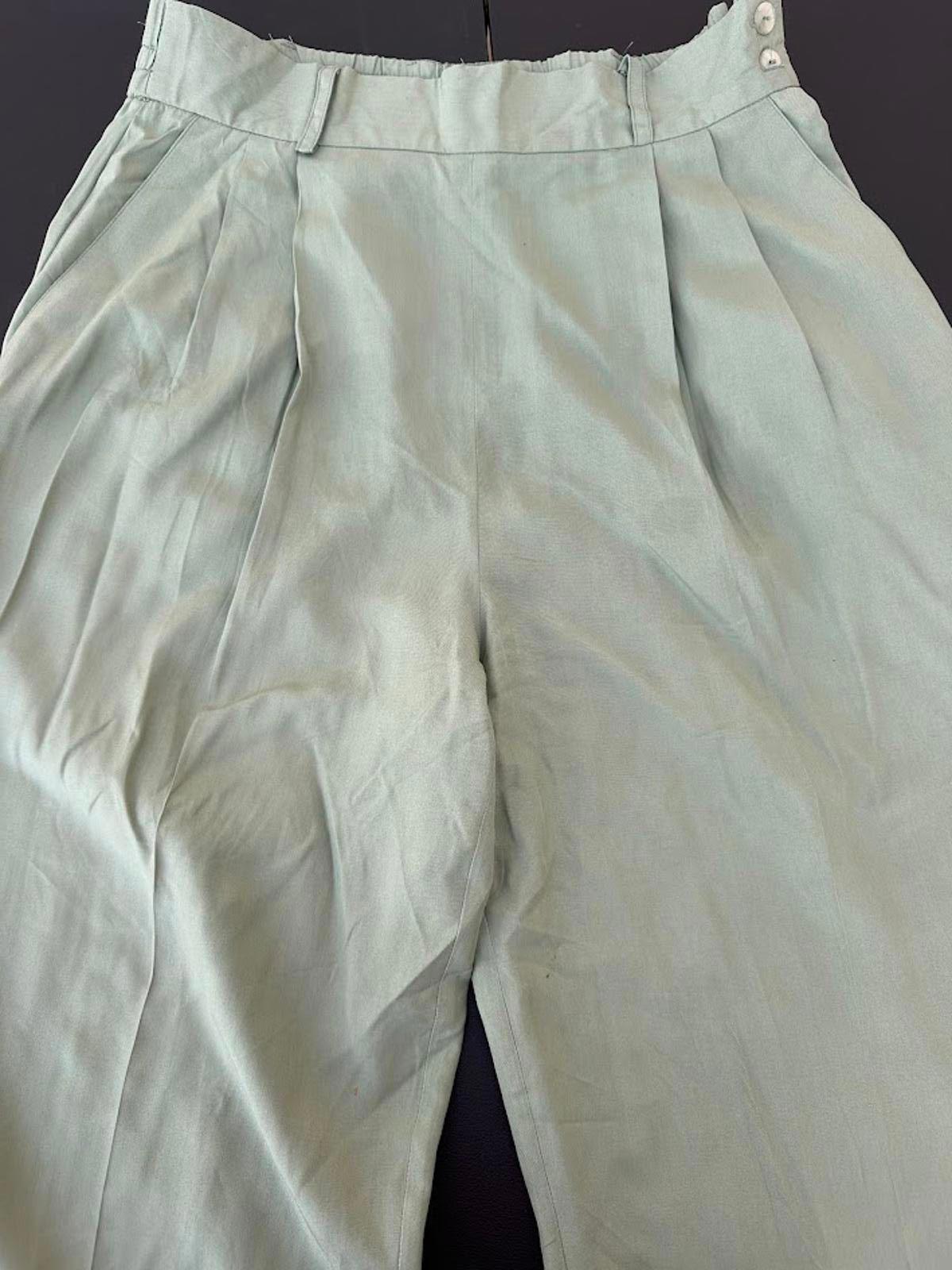 Vintage Silk Mint Green Pants Elastic Waist M