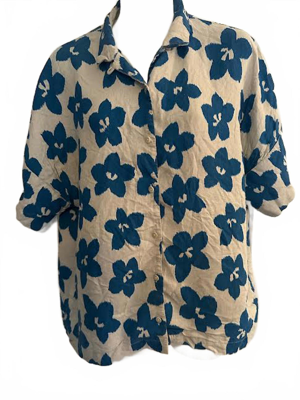 TOAST floral viscose linen button shirt oversized 12