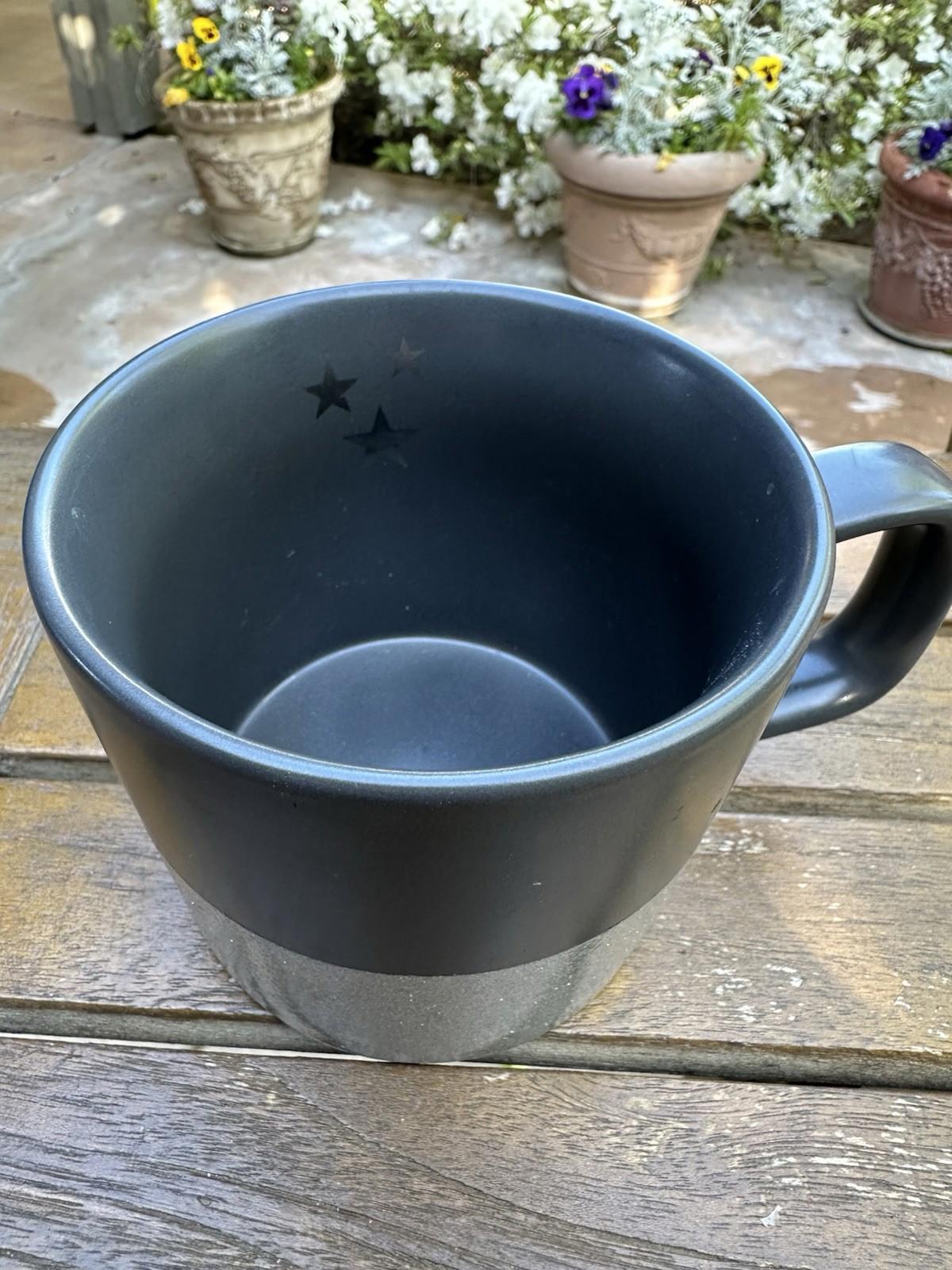 2018 Starbucks Matte Black/Silver Glitter  Ceramic Coffee Mug Cup 12 oz. VGC