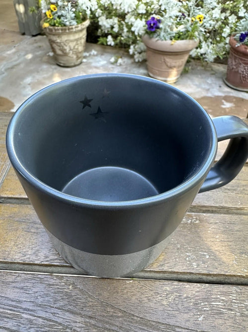 2018 Starbucks Matte Black/Silver Glitter  Ceramic Coffee Mug Cup 12 oz. VGC