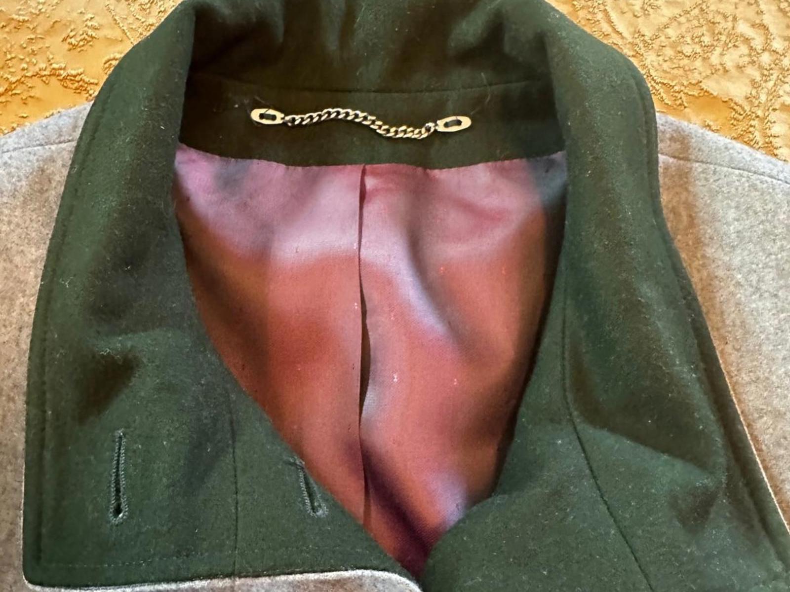 Bauer Classic Grey Wool Coat Green Collar Sz 40