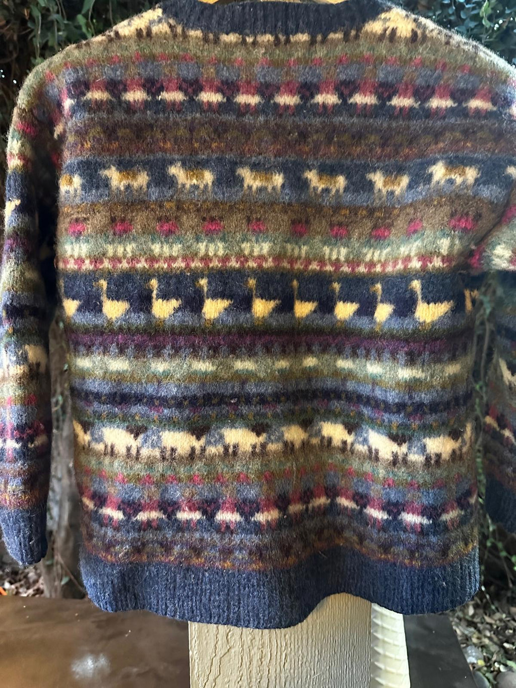 L.L. Bean Fair Isle Pure Wool Cardigan Women’s L