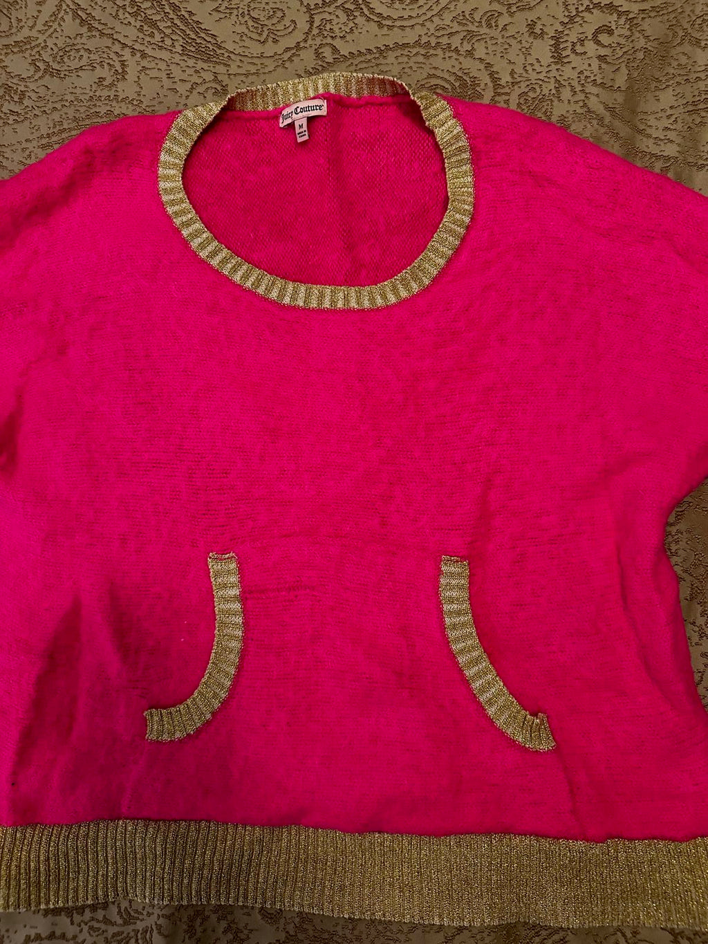 Juicy Couture Pink Gold Trim Knit Sweater M