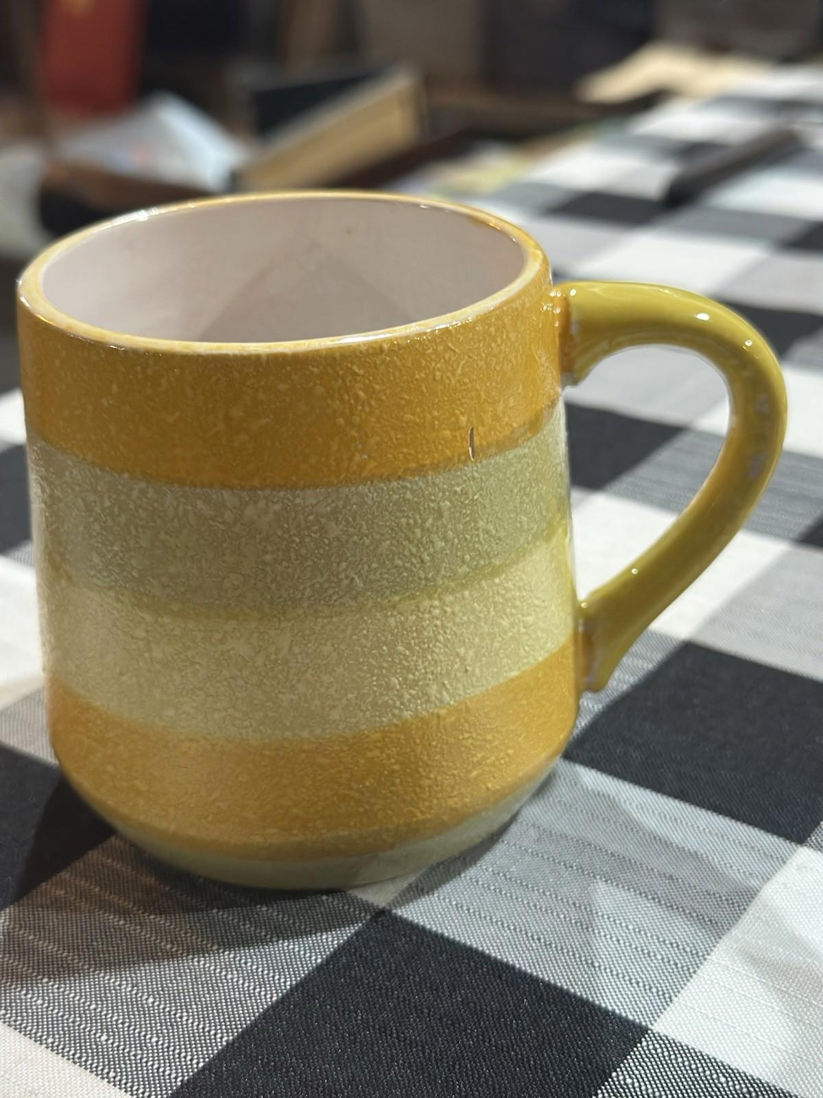 Holt Howard 1962 Yellow Striped Ceramic Coffee Mug Vintage 3.5"