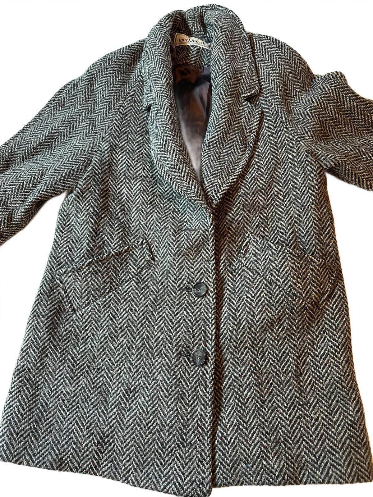 Vintage Italian Wool Herringbone Coat Small