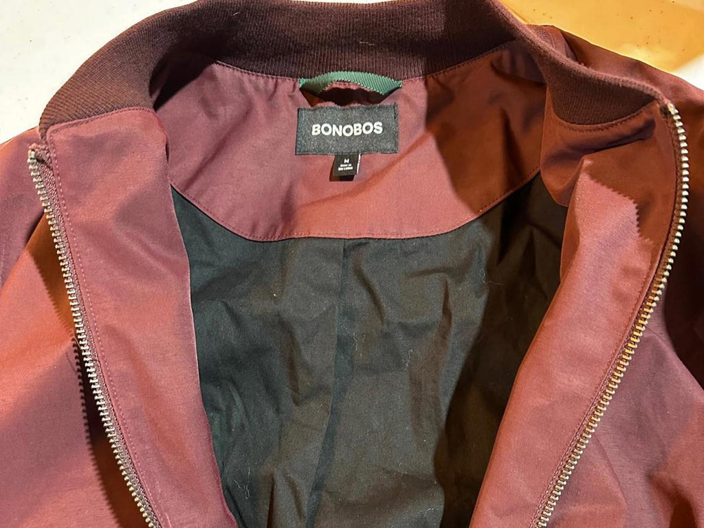 Bonobos Burgundy Bomber Jacket Men Medium Full Zip