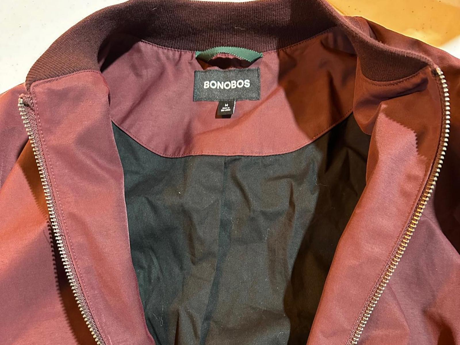 Bonobos Burgundy Bomber Jacket Men Medium Full Zip