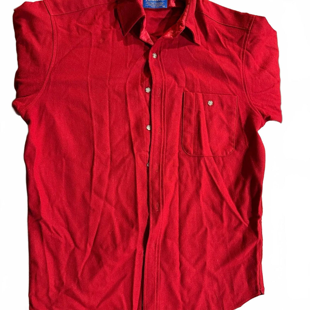 Vintage Pendleton Wool Shirt Jacket Red suede elbow patches