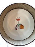 Wine and Cheese Theme Ceramic Plates – Set of 4 – Vineyard Decor – Gift Box Included