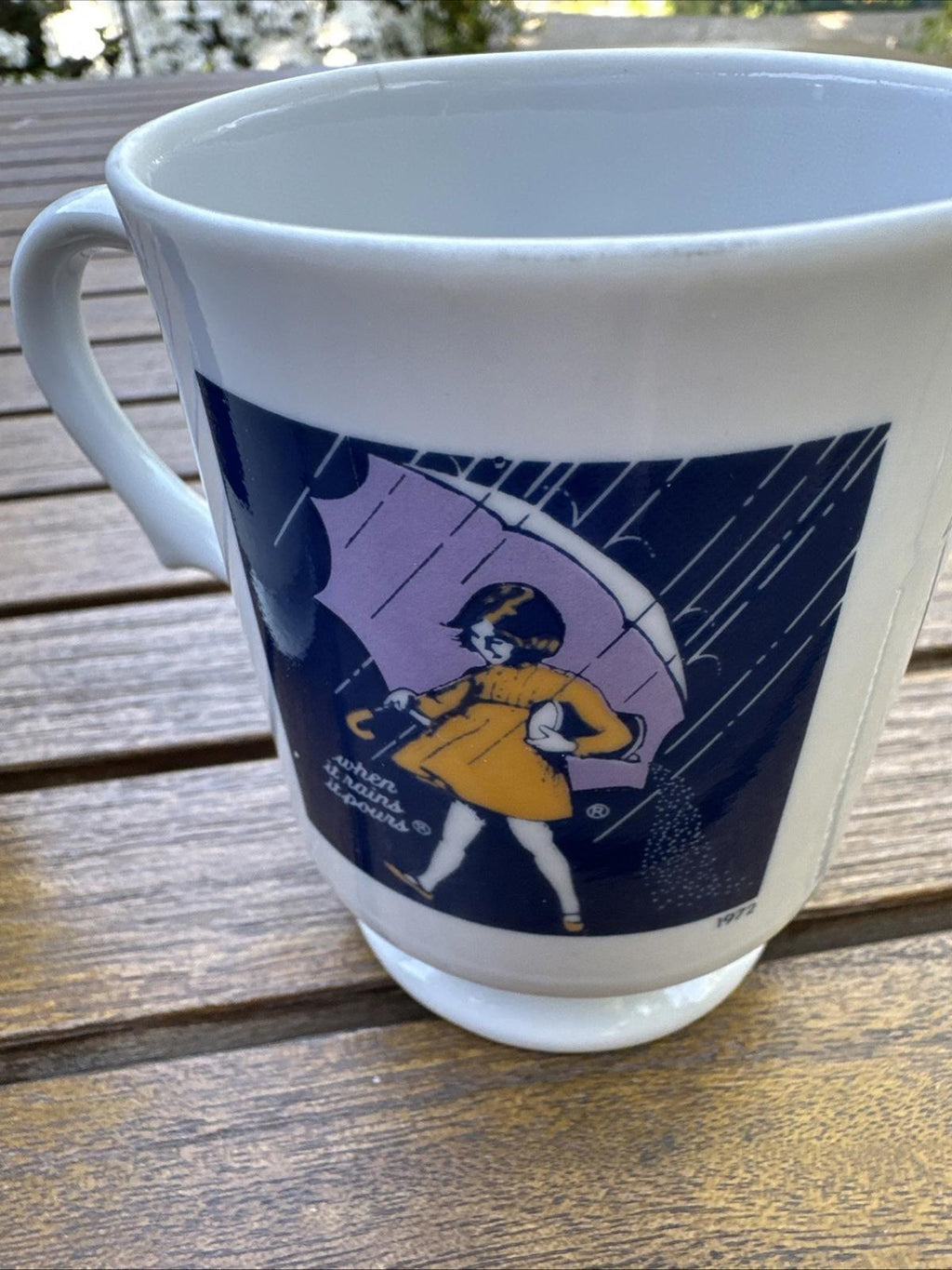 Vintage Morton Salt Coffee Mugs - Set of 2 - 1973 & 1956 - "When It Rains"