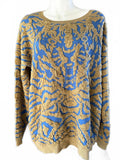 Cherish Textured Knit Sweater Blue Tan L