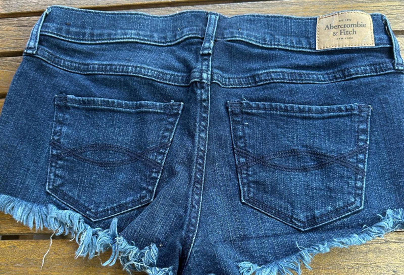 Abercrombie & Fitch Blue Jean Shorts Distressed Frayed Hem