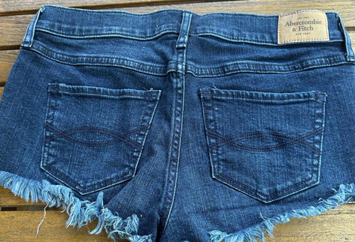 Abercrombie & Fitch Blue Jean Shorts Distressed Frayed Hem