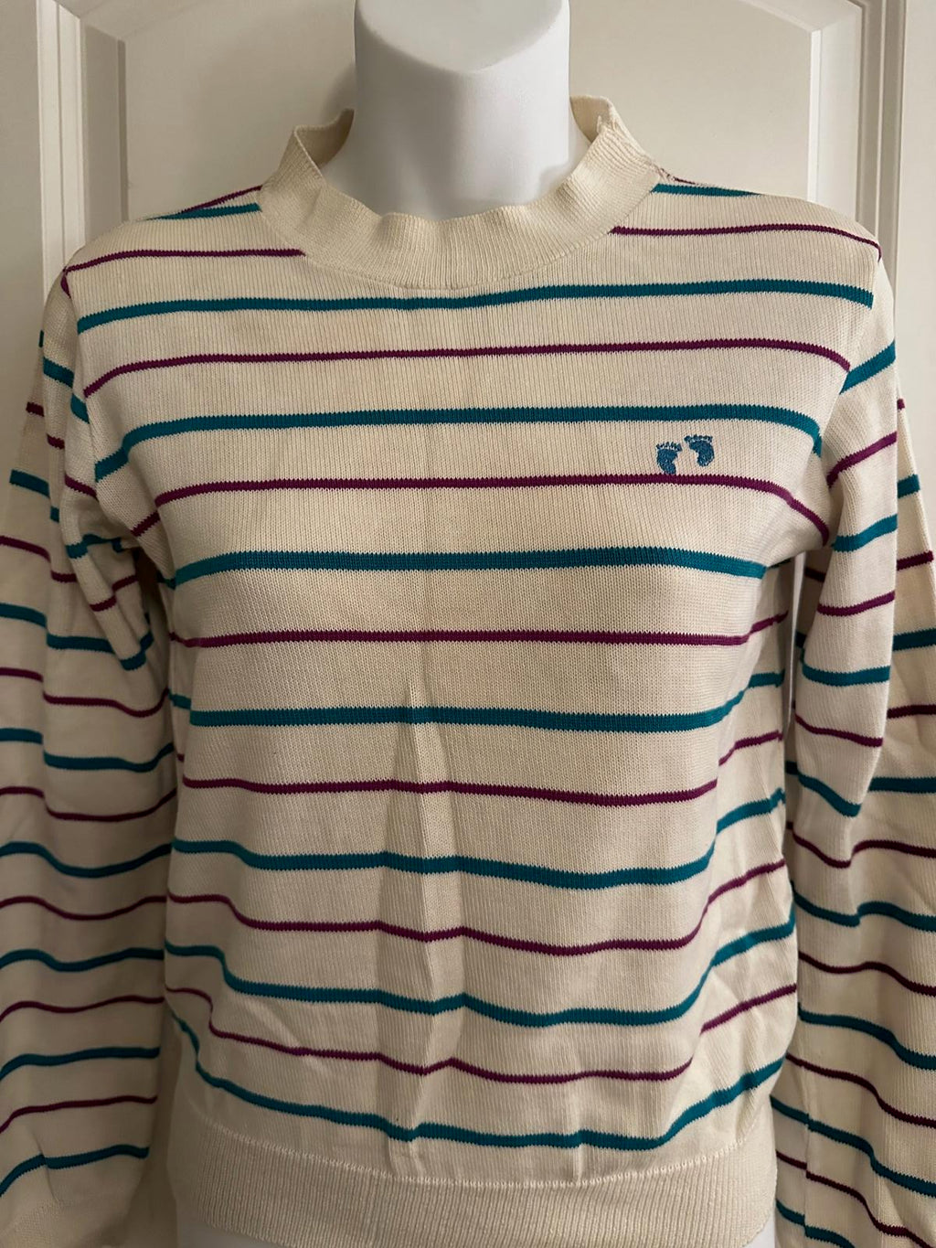 1970s Hang Ten Striped Mock Neck Sweater XS