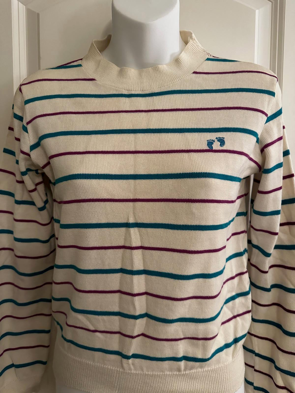 1970s Hang Ten Striped Mock Neck Sweater XS