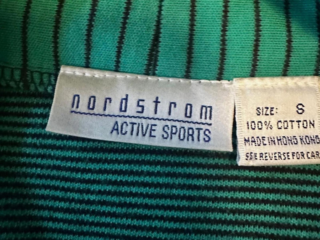 Nordstrom Active Sports Green Striped Cotton Cardigan