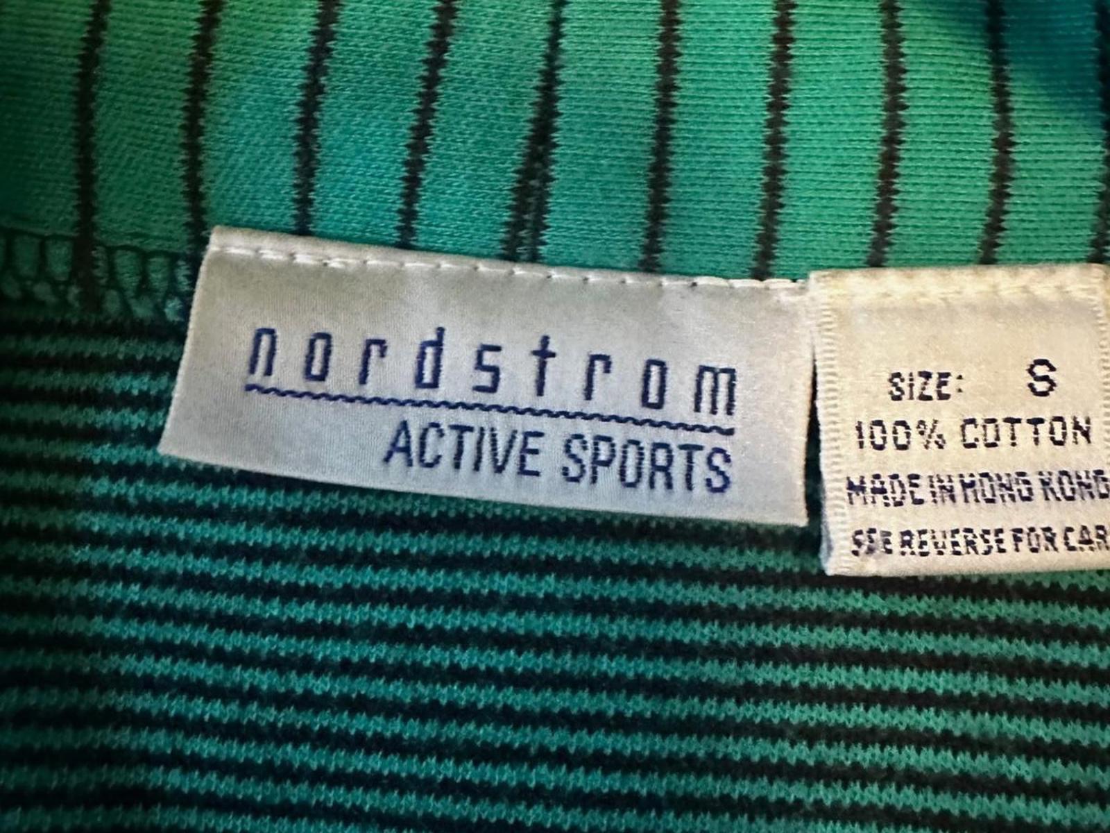 Nordstrom Active Sports Green Striped Cotton Cardigan