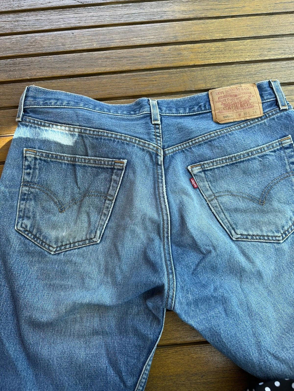 Levi's 501XX Jeans Vintage Made in Mexico Men 36x34 Button Fly Blue Denim WPL423