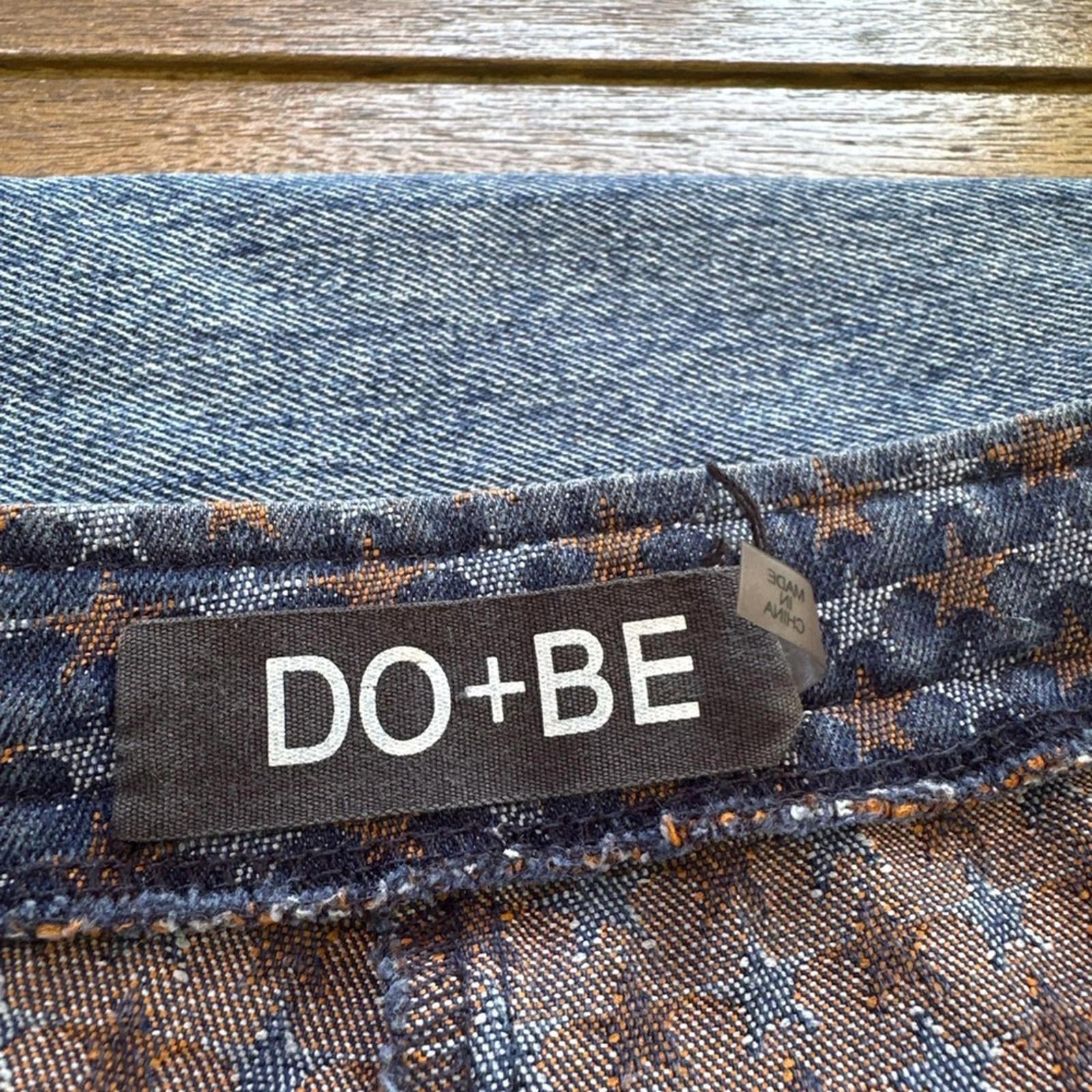 DO+BE Star Print Flare Jeans Small Boho Y2K