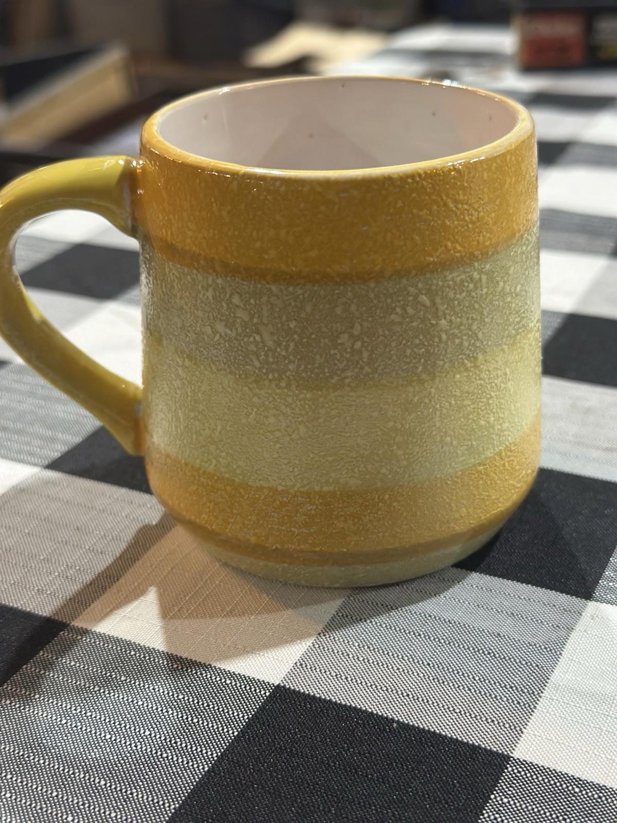 Holt Howard 1962 Yellow Striped Ceramic Coffee Mug Vintage 3.5"
