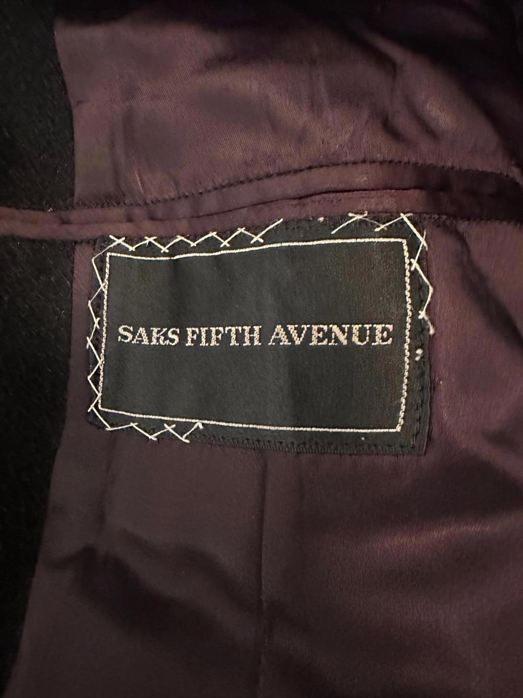 SAX FIFTH AVENUE Black Wool Overcoat – Classic Long Coat