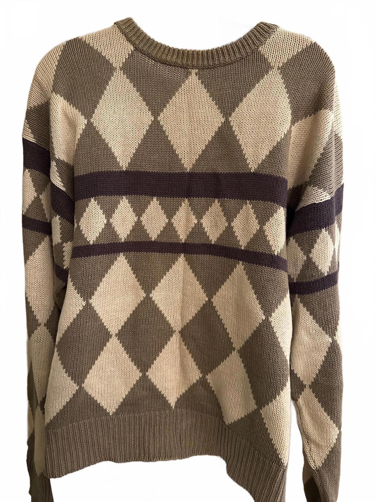 Vintage Yves Saint Laurent YSL Argyle Knit Sweater M