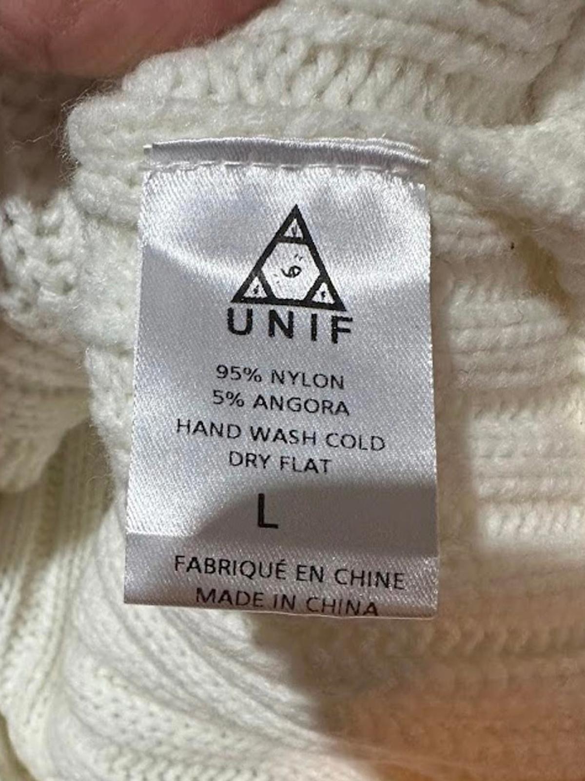 UNIF Cream Cable Knit Sweater Dress L