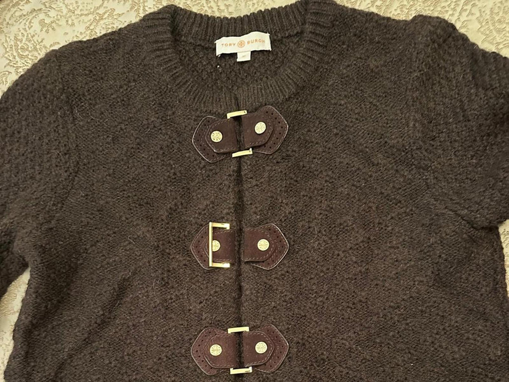 Tory Burch Brown Wool Toggle Cardigan Sweater M