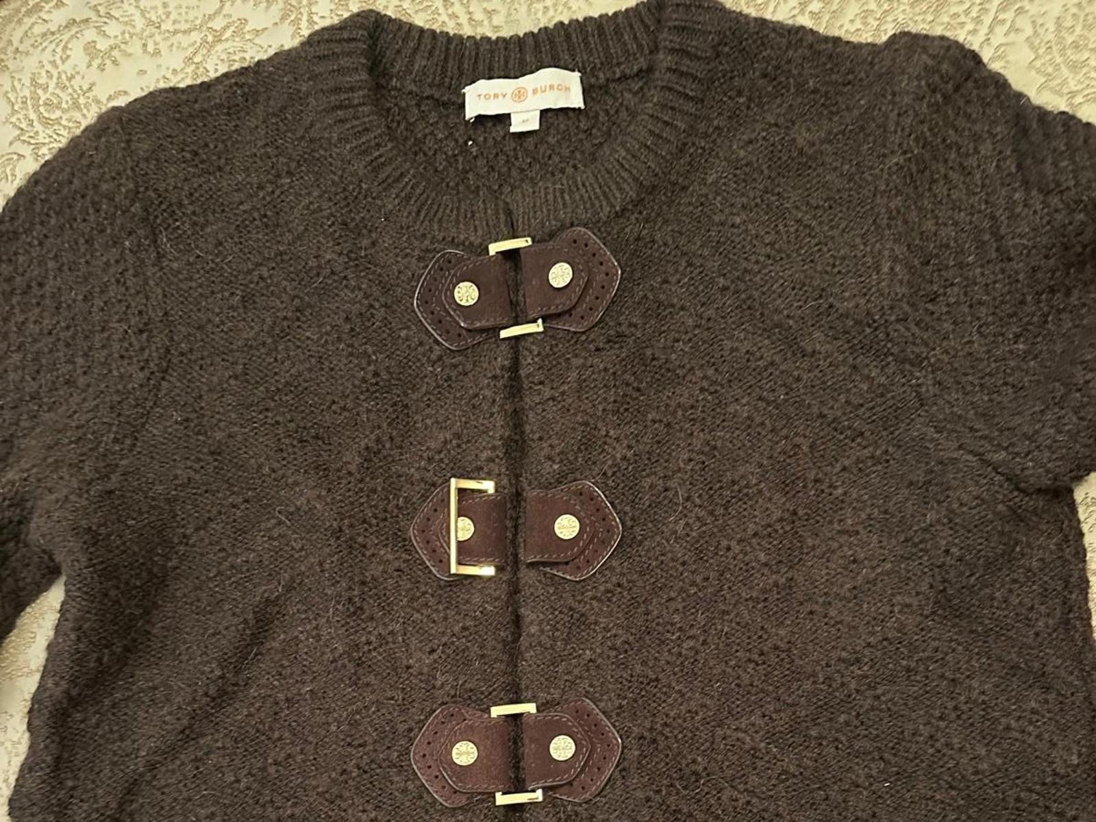 Tory Burch Brown Wool Toggle Cardigan Sweater M