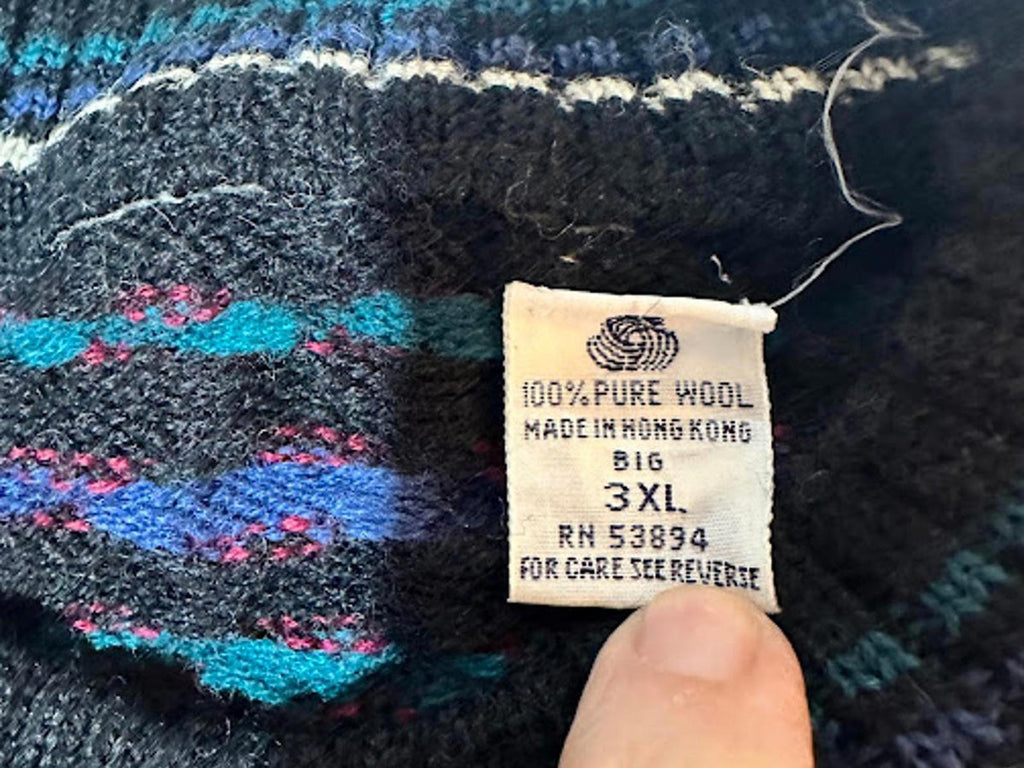 Vintage Italian Wool Oversized Geometric Sweater