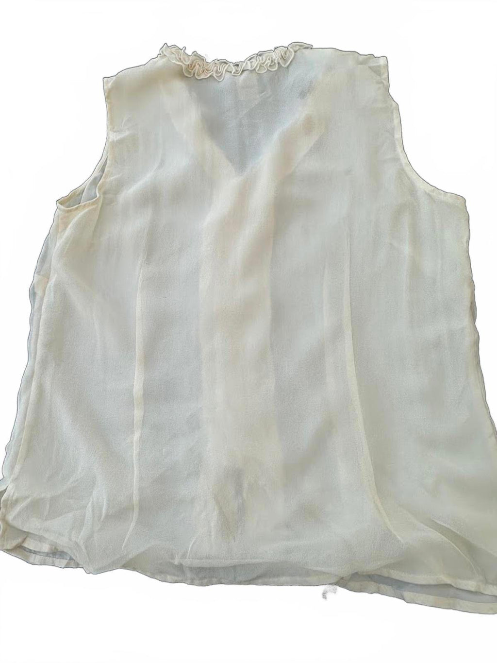 Robbie Bee Silk Ruffle Blouse Size 10 Ivory