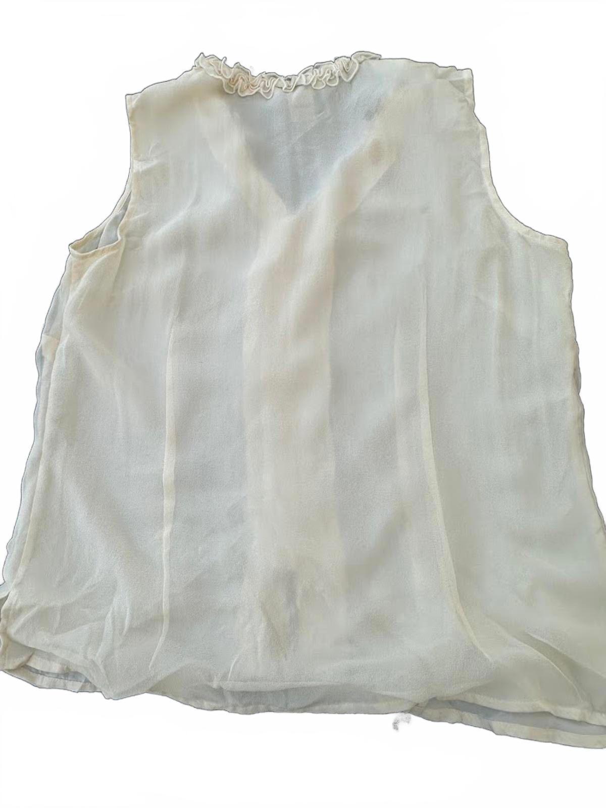 Robbie Bee Silk Ruffle Blouse Size 10 Ivory