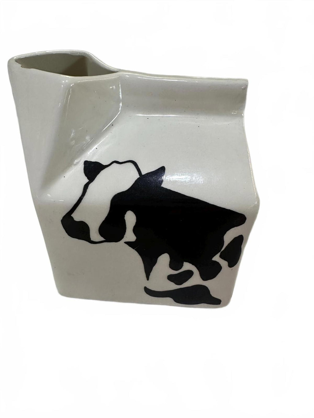 Ceramic milk carton with Holstein cow design