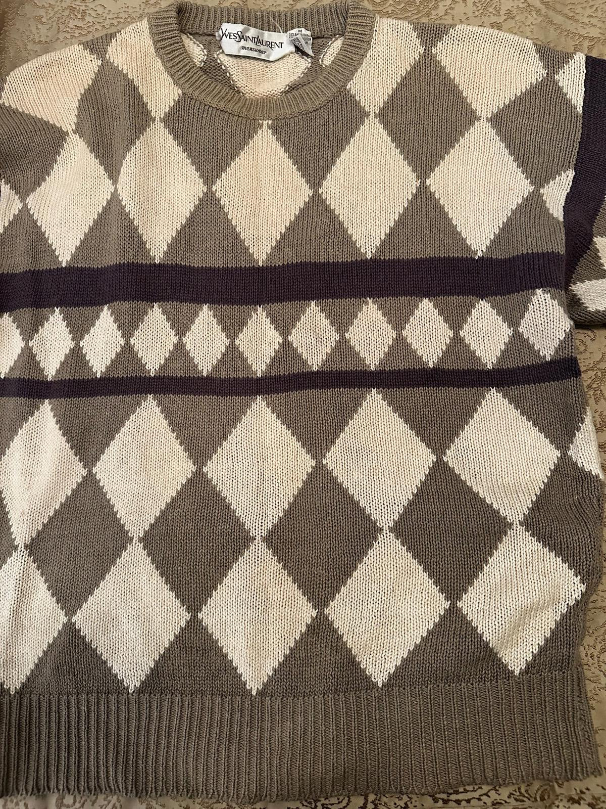 Vintage Yves Saint Laurent YSL Argyle Knit Sweater M