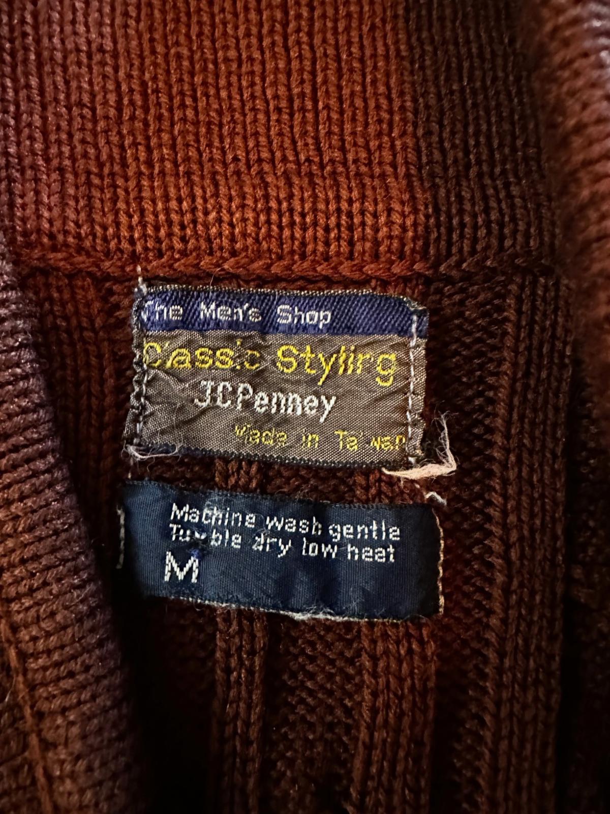 Vintage JCPenney Shawl Collar Cable Knit Sweater M