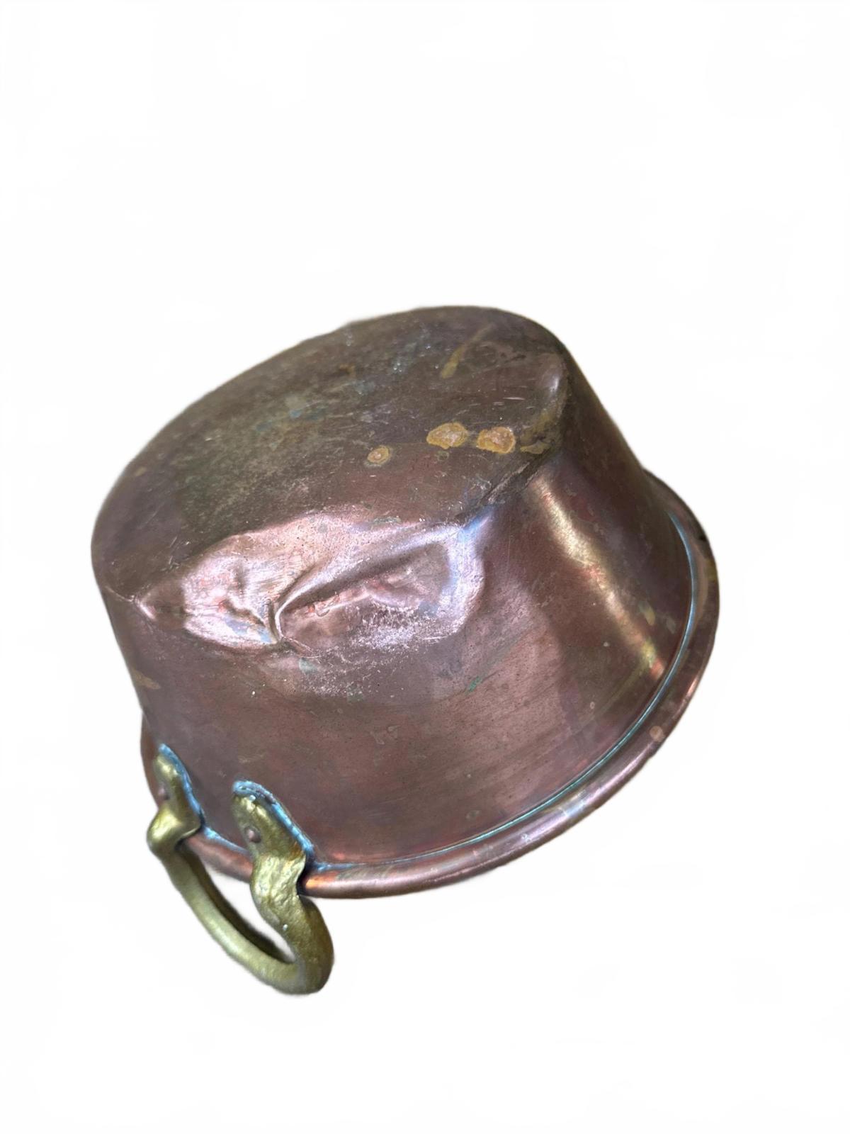 Vintage Hand-Hammered Copper Pot with Brass Handles. 8 inches x 4 inches