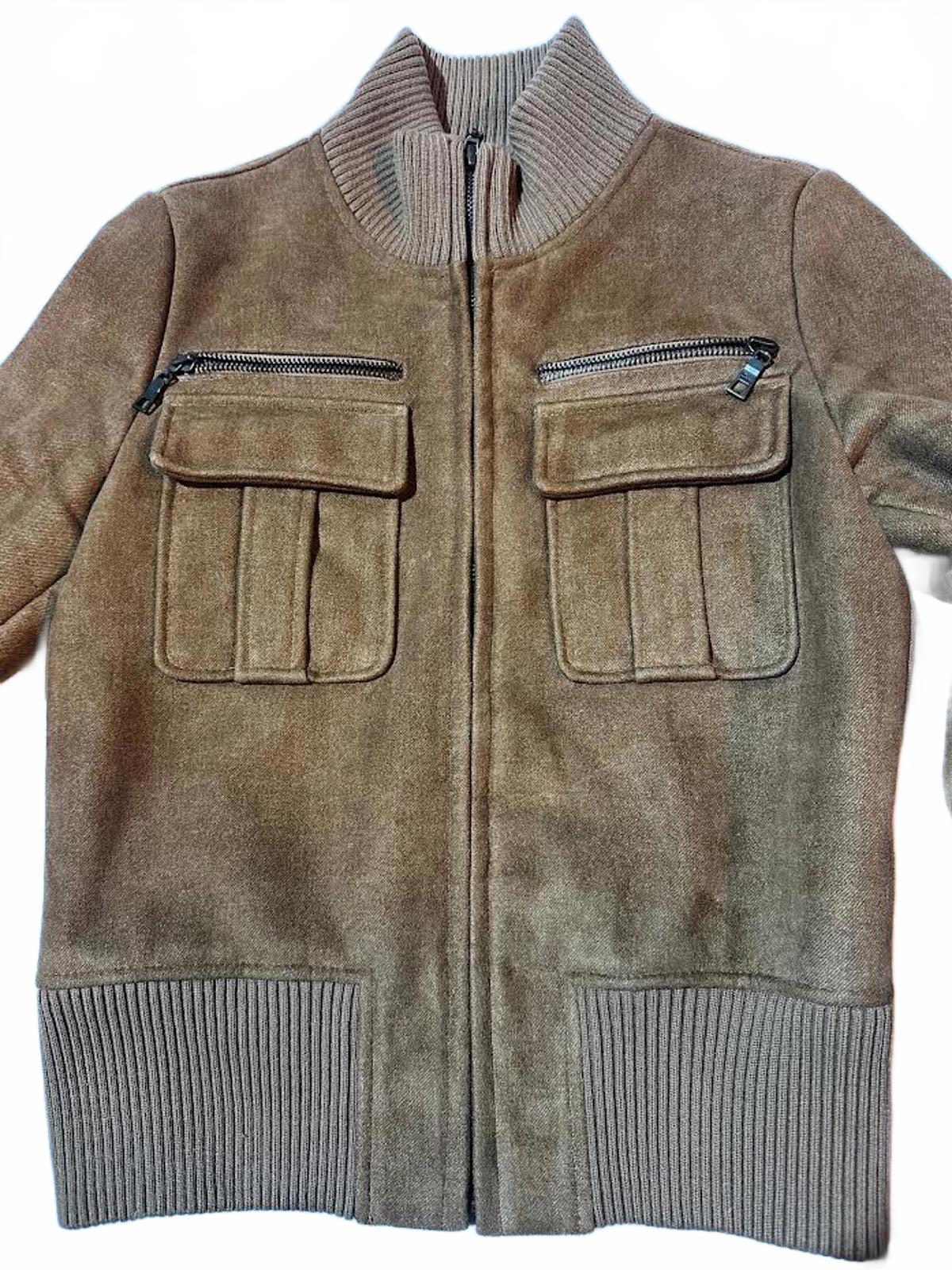 Beige Faux Suede Bomber Jacket X-Small IS.MARU Korea