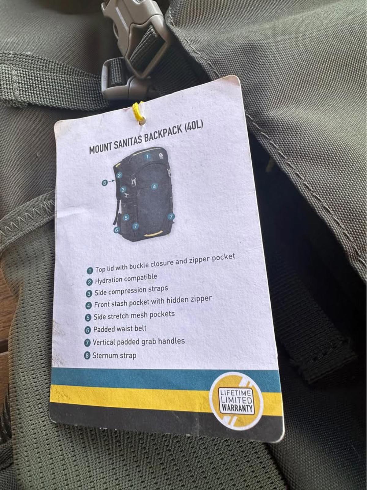 Sierra Designs Mount Sanitas Backpack 40L – New, Hydration Compatible, Hiking Daypack