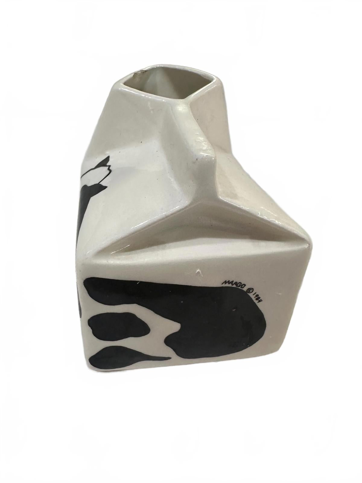 Ceramic milk carton with Holstein cow design